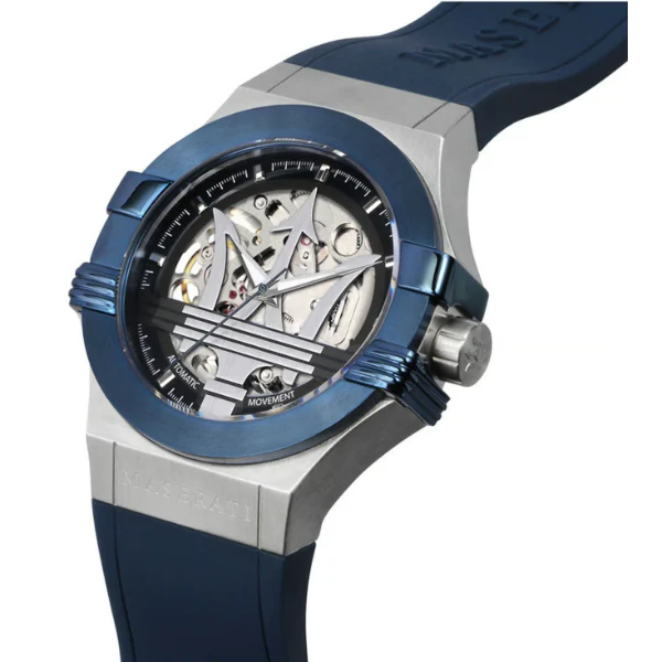 Maserati Potenza Blue Silicone Strap Silver Dial Automatic Watch for Gents - R8821108028 - Image 2