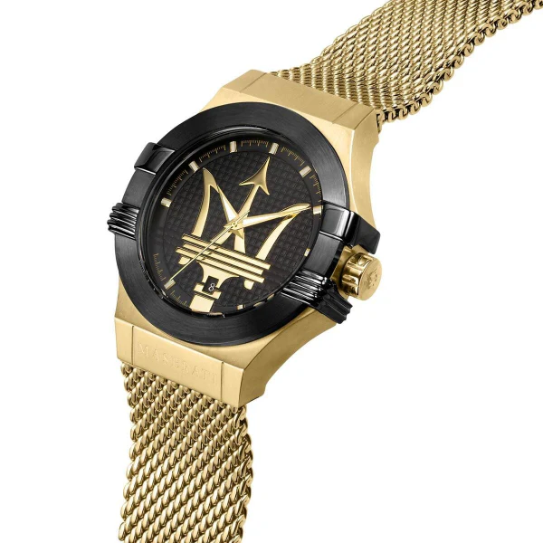 Maserati Potenza Gold Mesh Braselet Black Dial Quartz Watch for Gents - R8853108006 - Image 2