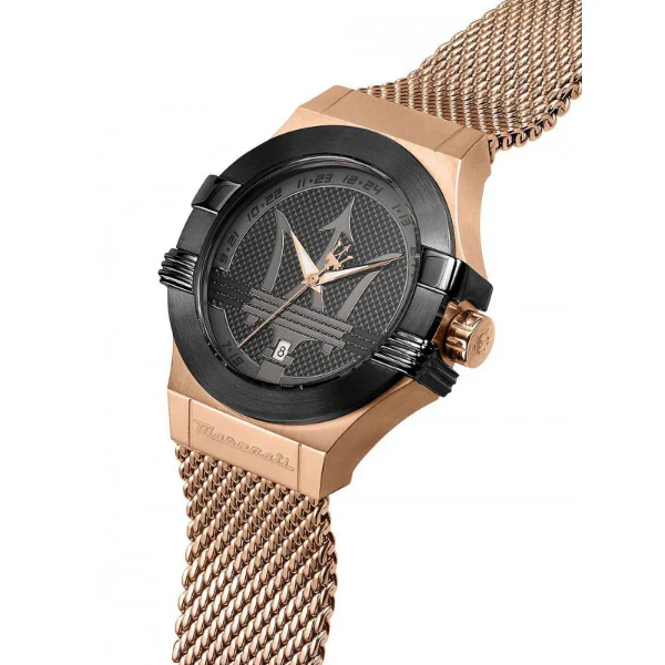 Maserati Potenza Gold Mesh Braselet Black Dial Quartz Watch for Gents - R8853108009 - Image 2