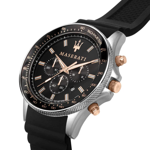 Maserati Sfida Black Silicone Strap Black Dial Quartz Watch for Gents - R8871640002 - Image 2