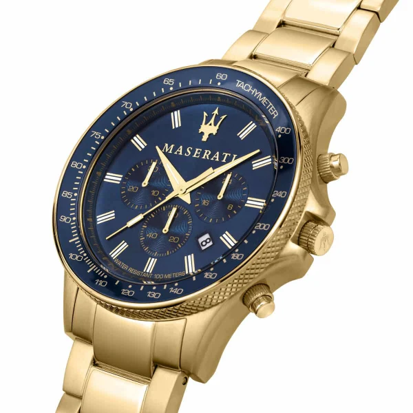 Maserati Sfida Gold Stainless Steel Blue Dial Quartz Watch for Gents - R8873640008 - Image 2