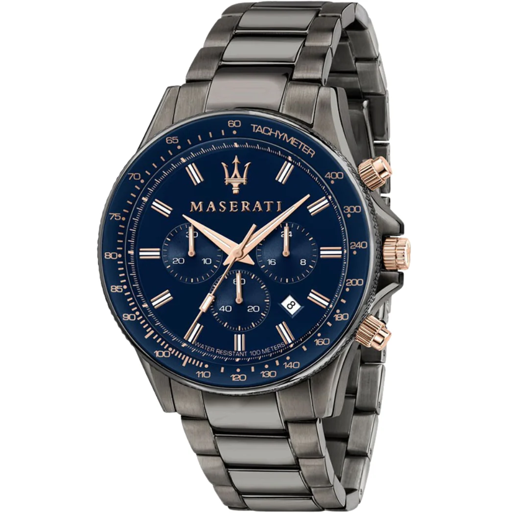 Maserati Sfida Grey Stainless Steel Blue Dial Quartz Watch for Gents - R8873640001