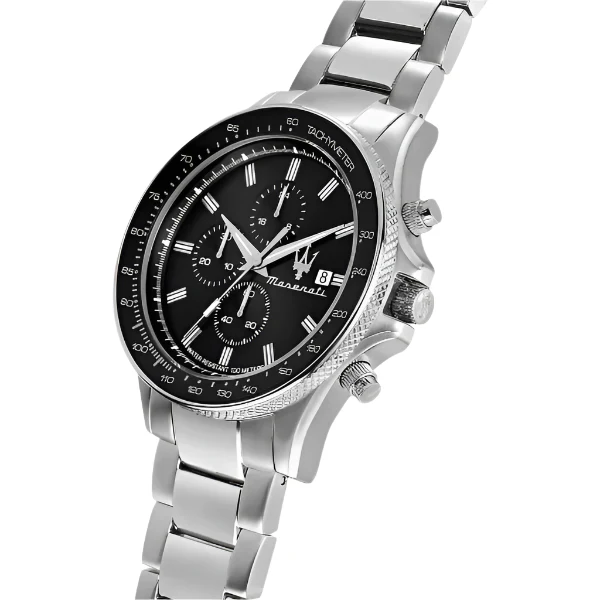 Maserati Sfida Silver Stainless Steel Black Dial Quartz Watch for Gents - R8873640015 - Image 2