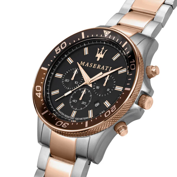 Maserati Sfida Two-Tone Stainless Steel Black Dial Quartz Watch for Gents - R8873640009 - Image 2
