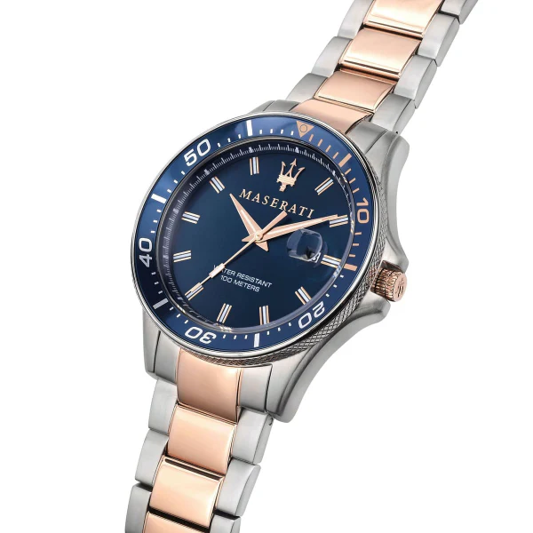 Maserati Sfida Two-Tone Stainless Steel Blue Dial Quartz Watch for Gents - R8853140003 - Image 2