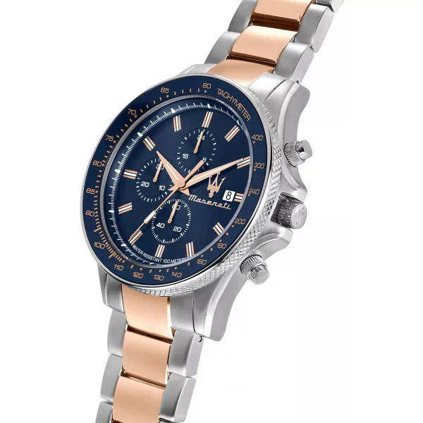 Maserati Sfida Two-Tone Stainless Steel Blue Dial Quartz Watch for Gents - R8873640012 - Image 2