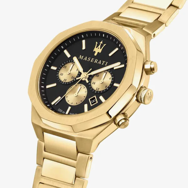 Maserati Stile Gold Stainless Steel Black Dial Quartz Watch for Gents - R8873642001 - Image 2