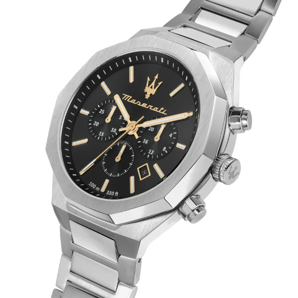 Maserati Stile Silver Stainless Steel Black Dial Quartz Watch for Gents - R8873642010 - Image 2