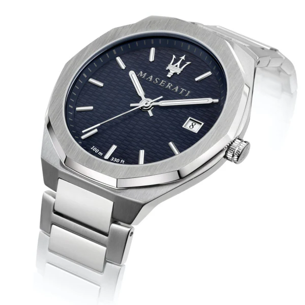 Maserati Stile Silver Stainless Steel Blue Dial Quartz Watch for Gents - R8853142006 - Image 2