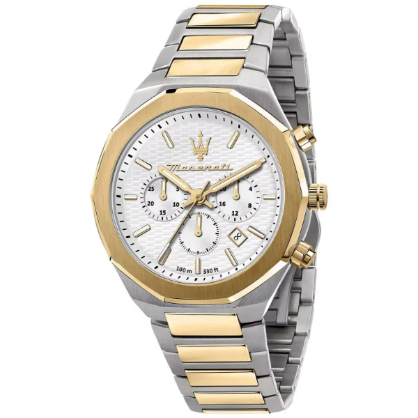 Maserati Stile Two-Tone Stainless Steel Silver Dial Quartz Watch for Gents - R8873642009