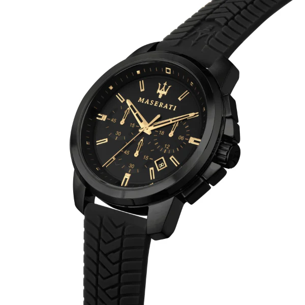 Maserati Successo Black Silicone Strap Black Dial Quartz Watch for Gents - R8871621011 - Image 2