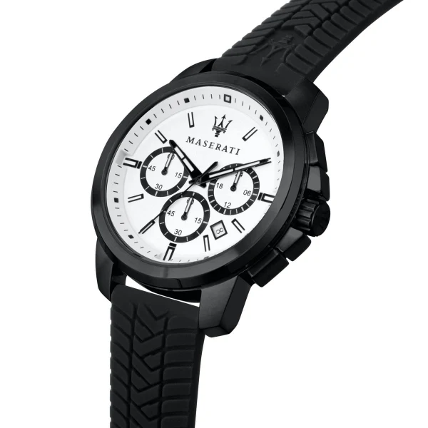Maserati Successo Black Silicone Strap White Dial Quartz Watch for Gents - R8871621010 - Image 2