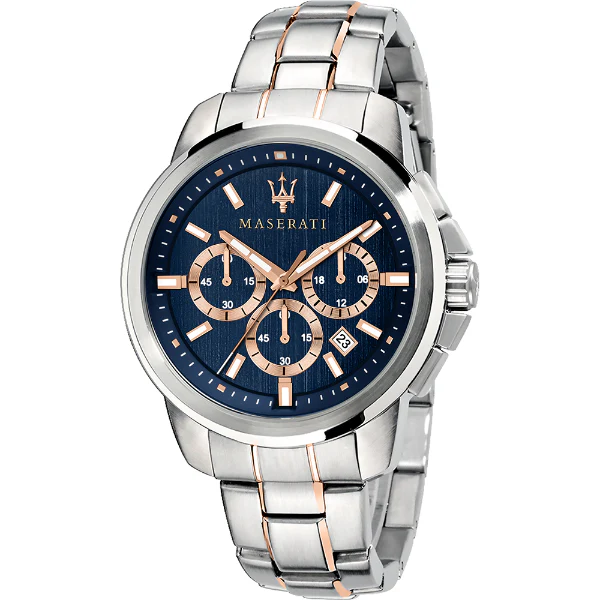 Maserati Successo Two-Tone Stainless Steel Blue Dial Quartz Watch for Gents - R8873621008