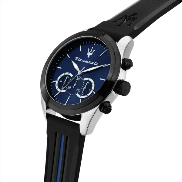Maserati Traguardo Black Silicone Strap Blue Dial Quartz Watch for Gents - R8871612044 - Image 2