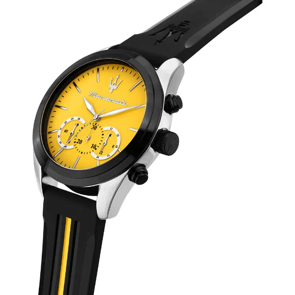 Maserati Traguardo Black Silicone Strap Yellow Dial Quartz Watch for Gents - R8871612045 - Image 2