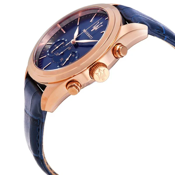 Maserati Traguardo Blue Leather Strap Blue Dial Quartz Watch for Gents - R8871612015 - Image 2