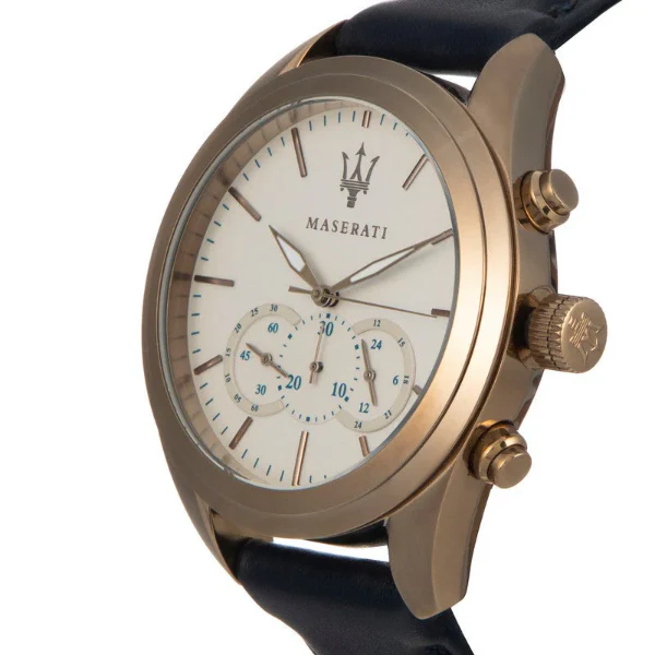 Maserati Traguardo Blue Leather Strap Grey Dial Quartz Watch for Gents - R8871612016 - Image 2