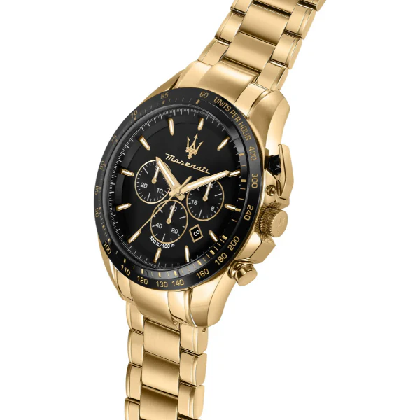 Maserati Traguardo Gold Stainless Steel Black Dial Quartz Watch for Gents - R8873612041 - Image 2