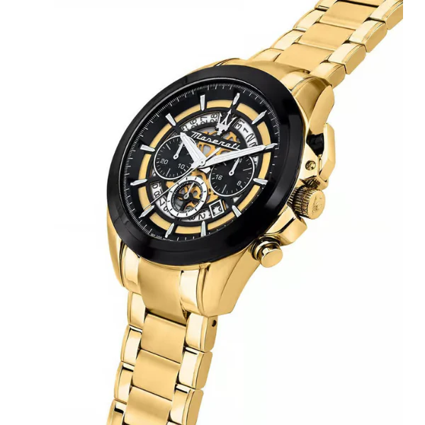Maserati Traguardo Gold Stainless Steel Black Dial Quartz Watch for Gents - R8873612058 - Image 2