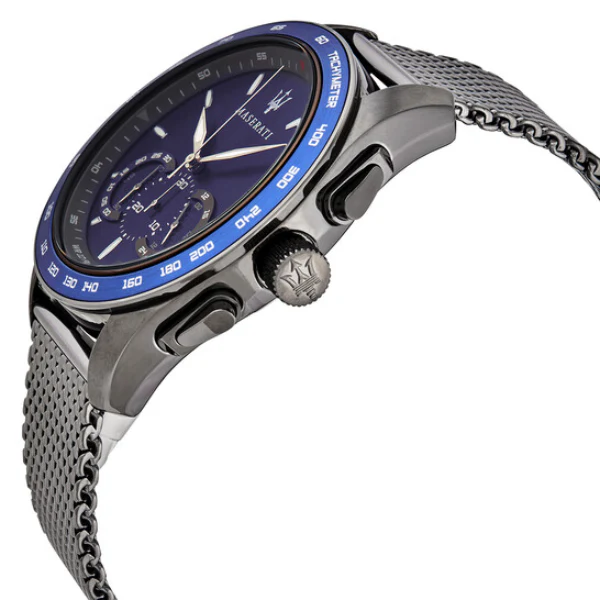 Maserati Traguardo Grey Mesh Braselet Black Dial Quartz Watch for Gents - R8873612009 - Image 2