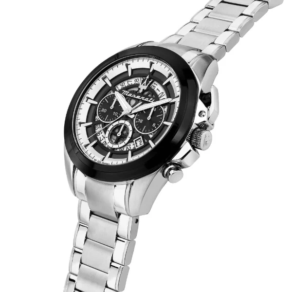 Maserati Traguardo Silver Stainless Steel Black Dial Quartz Watch for Gents - R8873612059 - Image 2