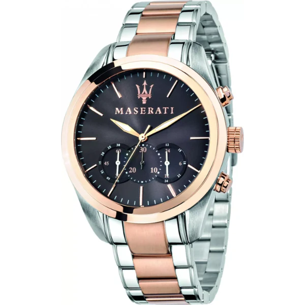 Maserati Traguardo Two-Tone Stainless Steel Black Dial Quartz Watch for Gents - R8873612003