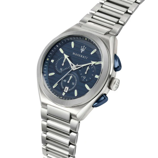 Maserati Triconic Silver Stainless Steel Blue Dial Quartz Watch for Gents - R8873639001 - Image 2