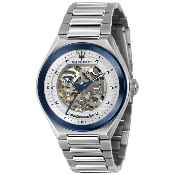 Maserati Triconic Silver Stainless Steel White Dial Automatic Watch for Gents - R8823139002