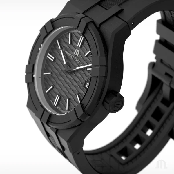 Maurice Lacroix Aikon #Tide Black Rubber Strap Black Dial Quartz Watch For Unisex - Al2008-00000-300-0 - Image 3