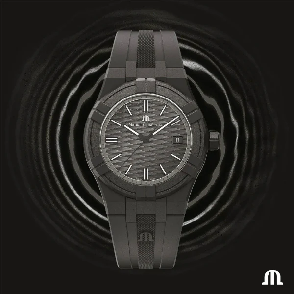 Maurice Lacroix Aikon #Tide Black Rubber Strap Black Dial Quartz Watch For Unisex - Al2008-00000-300-0 - Image 4
