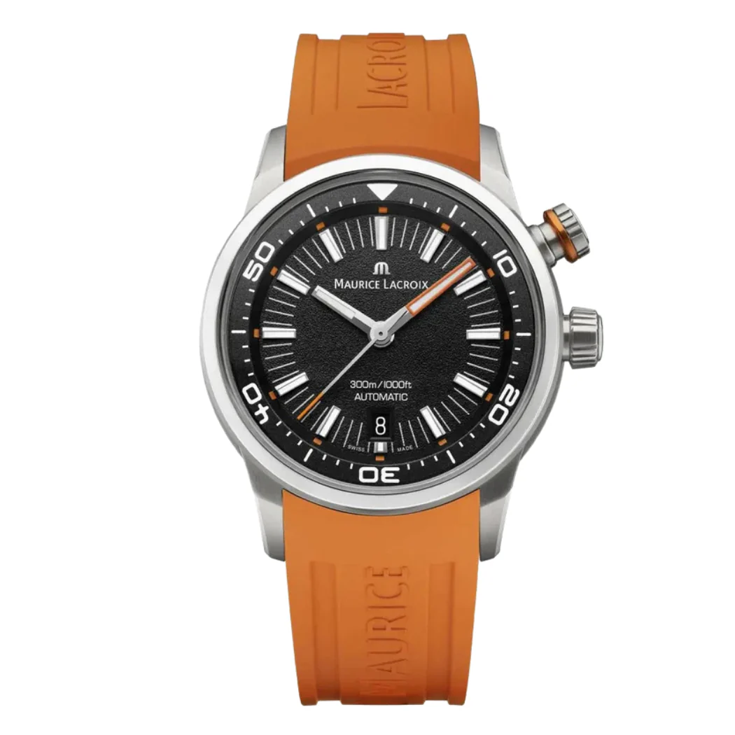 Maurice Lacroix Black Leather Strap Black Dial Quartz Watch for Gents - PT6248-SS00L-330-J
