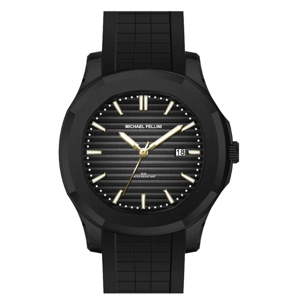 Michael Fellini Black Silicone Strap Black Dial Quartz Watch for Gents - MF2364-04