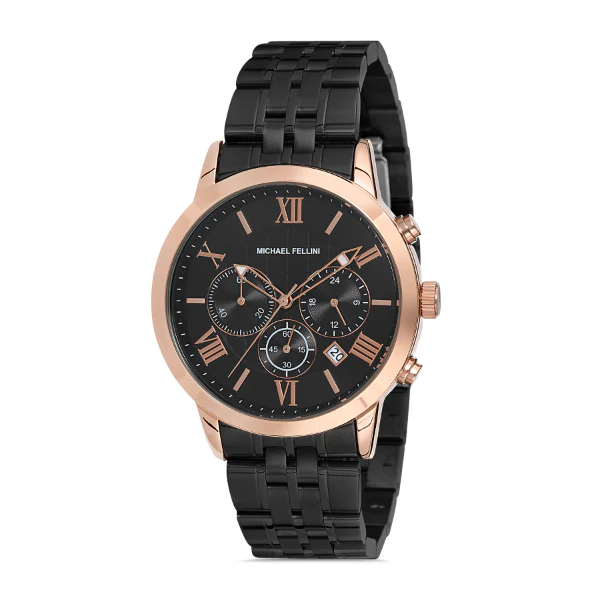 Michael Fellini Black Stainless Steel Black Dial Quartz Watch for Gents - MF2244-5