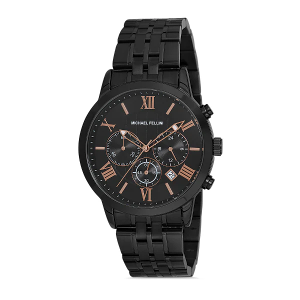Michael Fellini Black Stainless Steel Black Dial Quartz Watch for Gents - MF2244-6