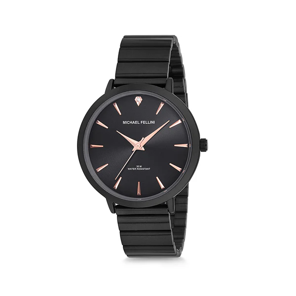 Michael Fellini Black Stainless Steel Black Dial Quartz Watch for Ladies - MF2145-8