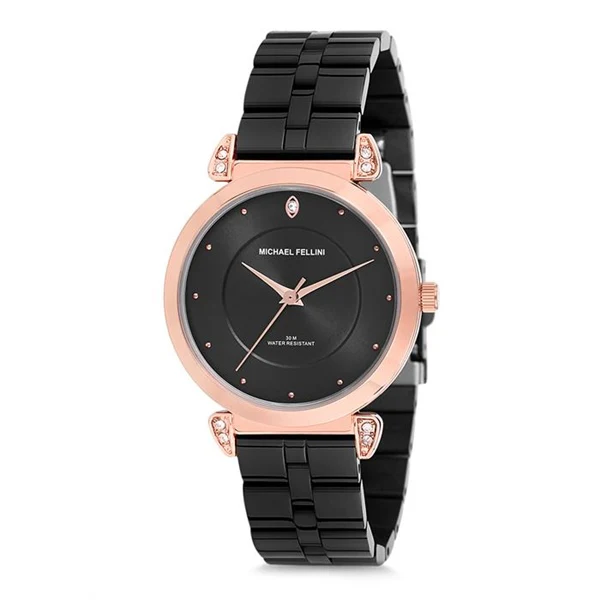 Michael Fellini Black Stainless Steel Black Dial Quartz Watch for Ladies - MF2177-8