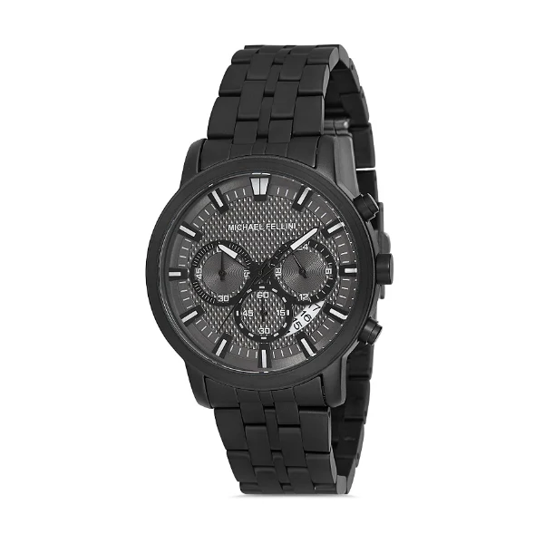 Michael Fellini Black Stainless Steel Grey Dial Quartz Watch for Gents - MF2251-6