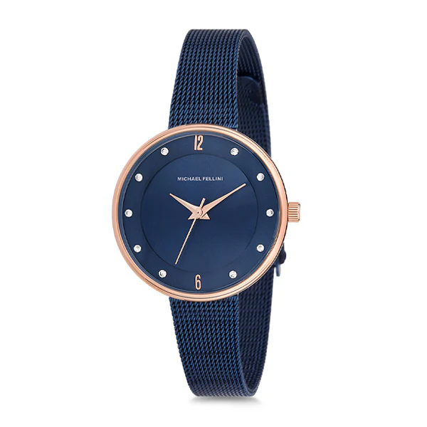 Michael Fellini Blue Mesh Bracelet Blue Dial Quartz Watch for Ladies - MF1130-5