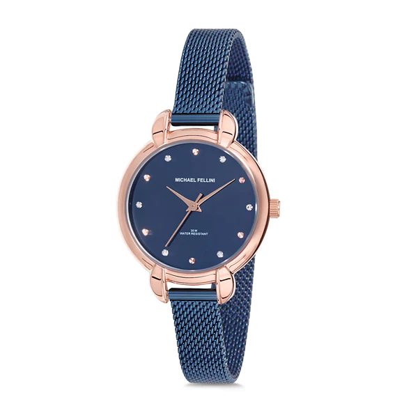 Michael Fellini Blue Mesh Bracelet Blue Dial Quartz Watch for Ladies - MF2170-4