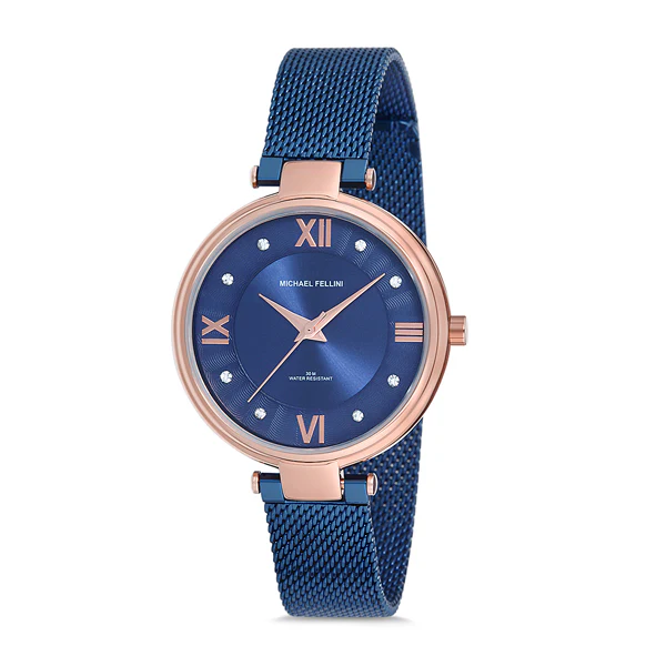 Michael Fellini Blue Mesh Bracelet Blue Dial Quartz Watch for Ladies - MF2174-5