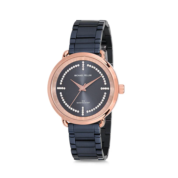 Michael Fellini Blue Stainless Steel Blue Dial Quartz Watch for Ladies - MF2143-5