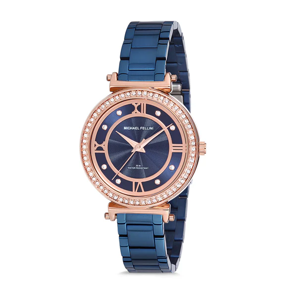 Michael Fellini Blue Stainless Steel Blue Dial Quartz Watch for Ladies - MF2204-4
