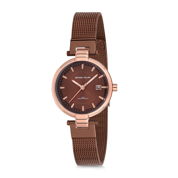 Michael Fellini Brown Mesh Bracelet Brown Dial Quartz Watch for Ladies - MF2117-5