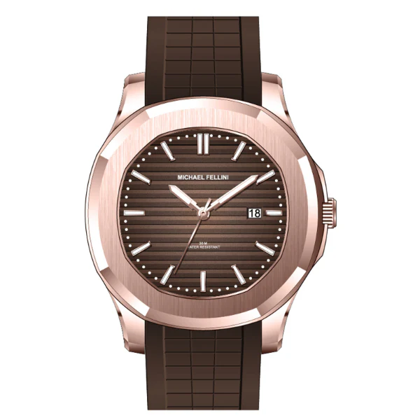 Michael Fellini Brown Silicone Strap Brown Dial Quartz Watch for Gents - MF2364-03