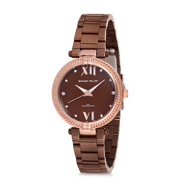 Michael Fellini Brown Stainless Steel Brown Dial Quartz Watch for Ladies - MF2166-5