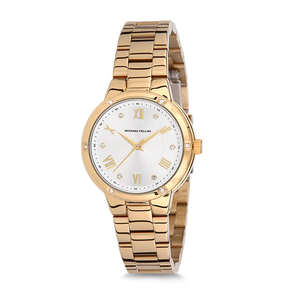 Michael Fellini Gold Stainless Steel Silver Dial Quartz Watch for Ladies - MF1134-2