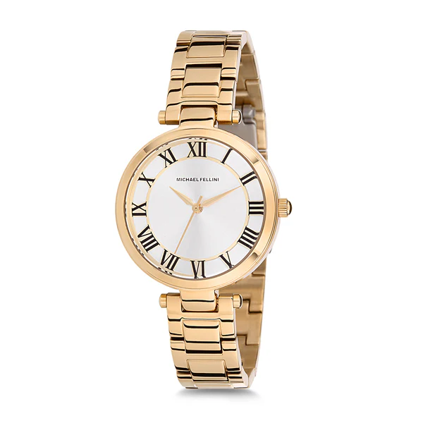 Michael Fellini Gold Stainless Steel Silver Dial Quartz Watch for Ladies - MF1136-2