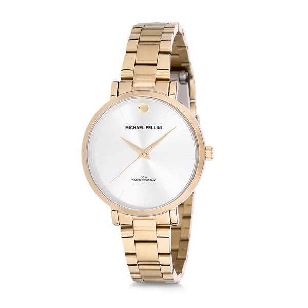 Michael Fellini Gold Stainless Steel Silver Dial Quartz Watch for Ladies - MF2172-3