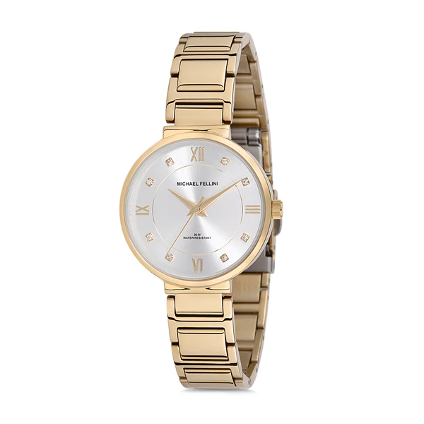 Michael Fellini Gold Stainless Steel Silver Dial Quartz Watch for Ladies - MF2179-2