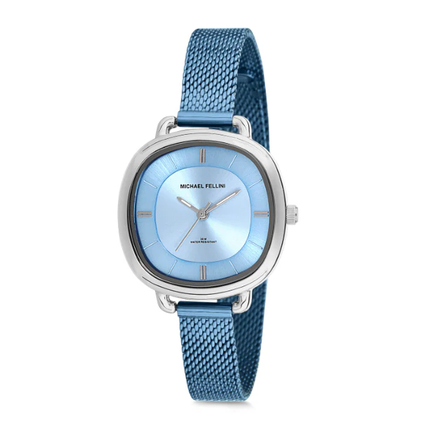 Michael Fellini Light Blue Mesh Bracelet Light Blue Dial Quartz Watch for Ladies - MF2183-2